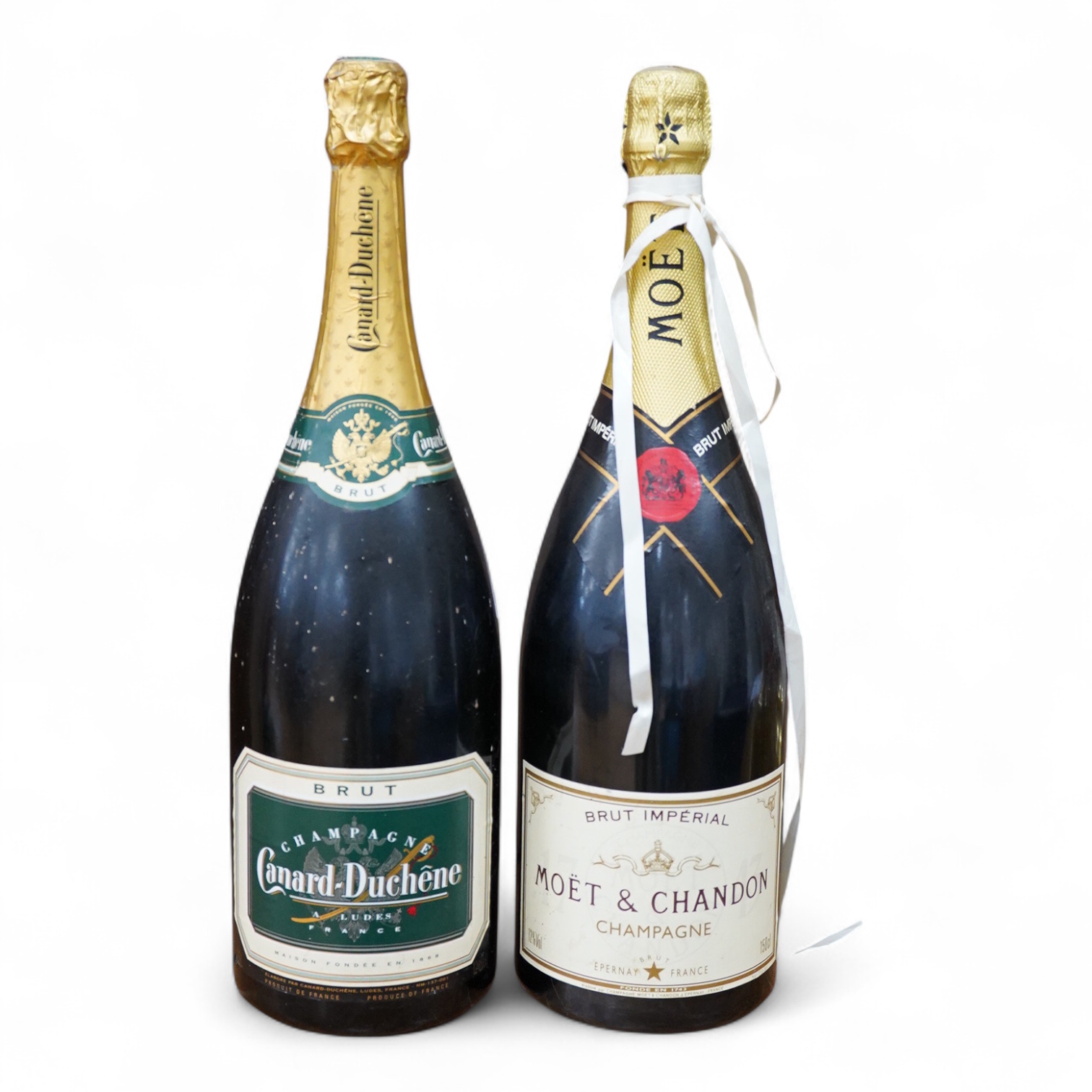 A Magnum bottle of Moet & Chandon champagne and a Magnum Canard-Duchene